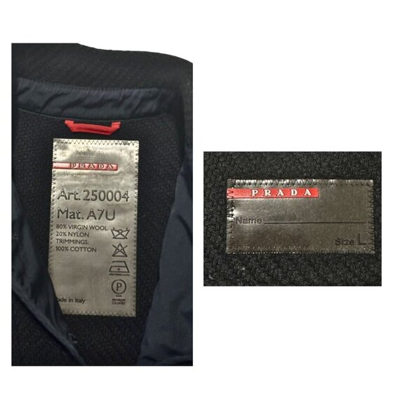 Prada Linea Rossa Wool Jacket Navy Blue Size L Made in Italy Early 2000s - Picture 5 of 14